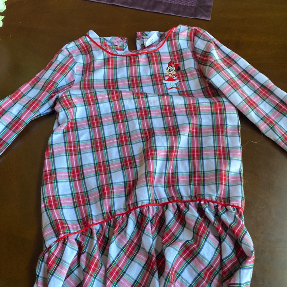 Disney Red and Green Plaid Kids Nightgown